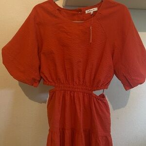 Madewell puff sleeve open back dress